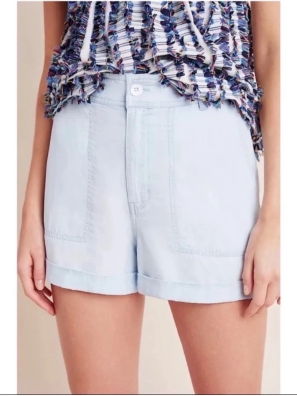 Cloth & stone Anthropologie blue chambray high rise shorts size large
